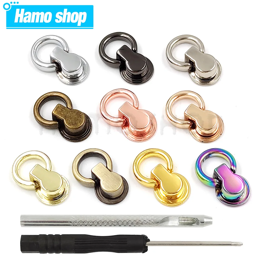 10set Metal O Ring Stud Rivet Screwback Gusset Hanger Clamps Bag Side Edge Anchor Link Hardware for Tiny Bag Purse