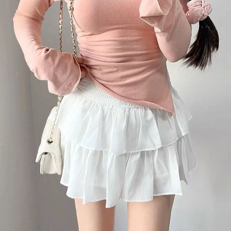 Gidyq Sweet White Mini Skirt Women Korean Fashion Preppy Ball Gown Kawaii Ladies Ballet High Waist Skirt New Spring Summer 5