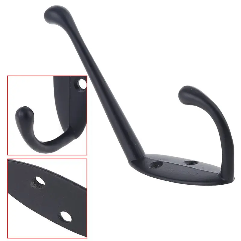 Description Picture 4 of item9 Pack Coat Hooks Wall Hooks Heavy Duty Wall Mounted For Hat Hardware Dual Prong Retro Coat Hanger With 20 Screws (Black/Gold)