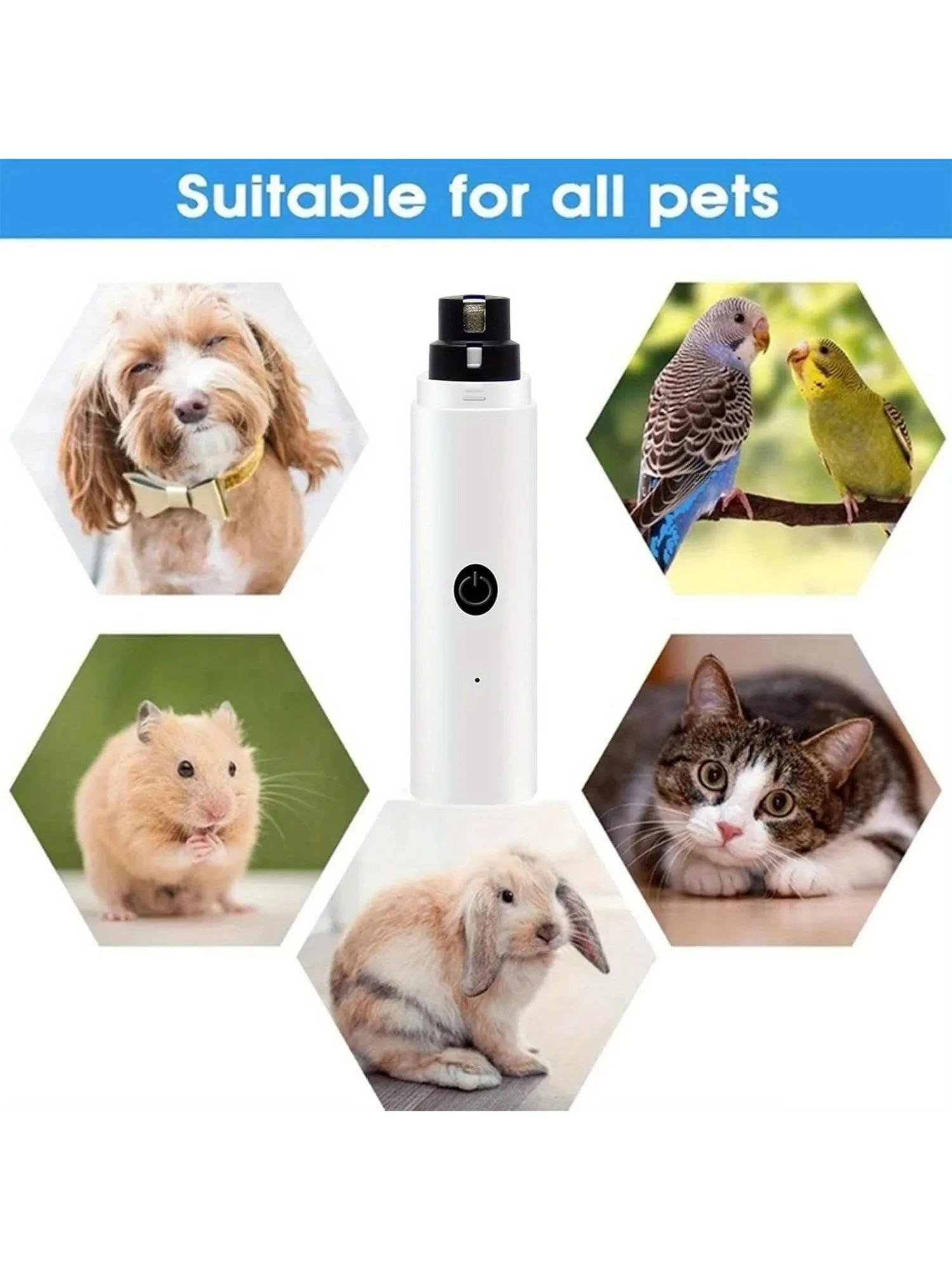 Dog Nail Grinder-Dog Nail Grinder with 3 Grinding Ports-Silent Rechargeable Electric Trimmer for Small to Large Dogs