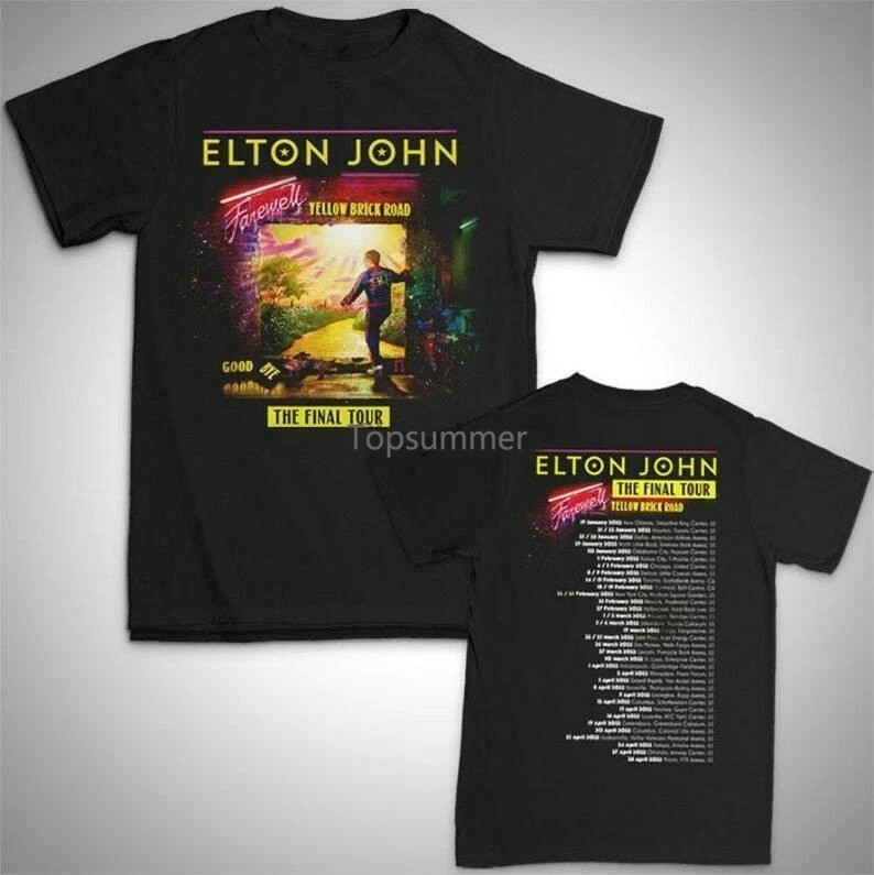 

Elton John T Shirt Farewell Tour 2022 - Usa America Canada Dates Yellow Brick Ro
