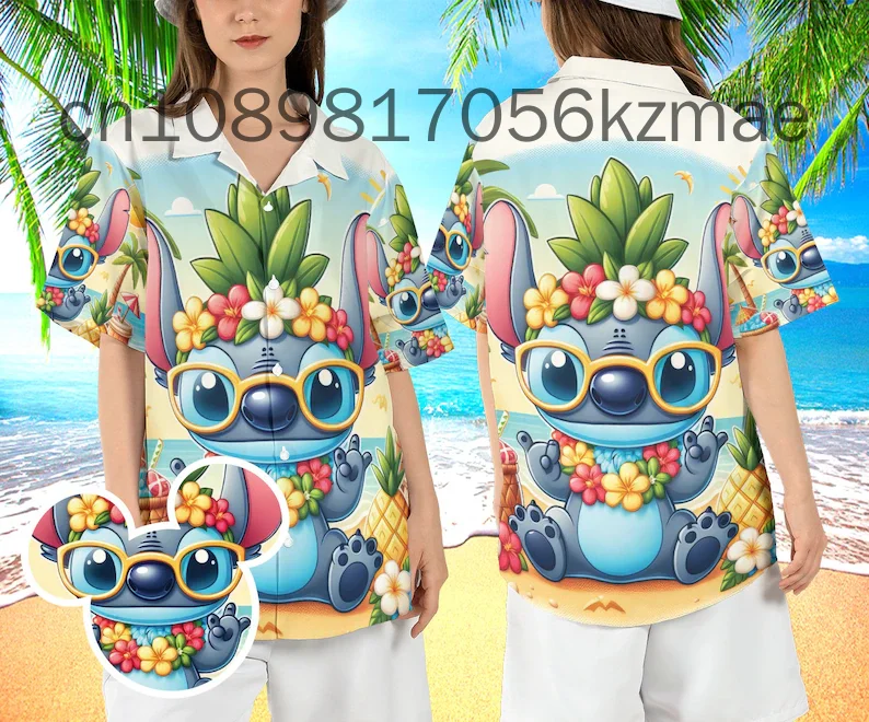 New Lilo and Stitch Hawaiian Shirts Summer Fashion Short Sleeve Shirts Men Women Casual Beach Shirts Disney Hawaiian Shirts 2