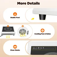 Индукционная плита 3500 Вт с цифровым трубчатым дисплеем, индукционная тепловая варочная панель для плоских кастрюль с железным дном 4,72-11,81 дюйма — изображение 6