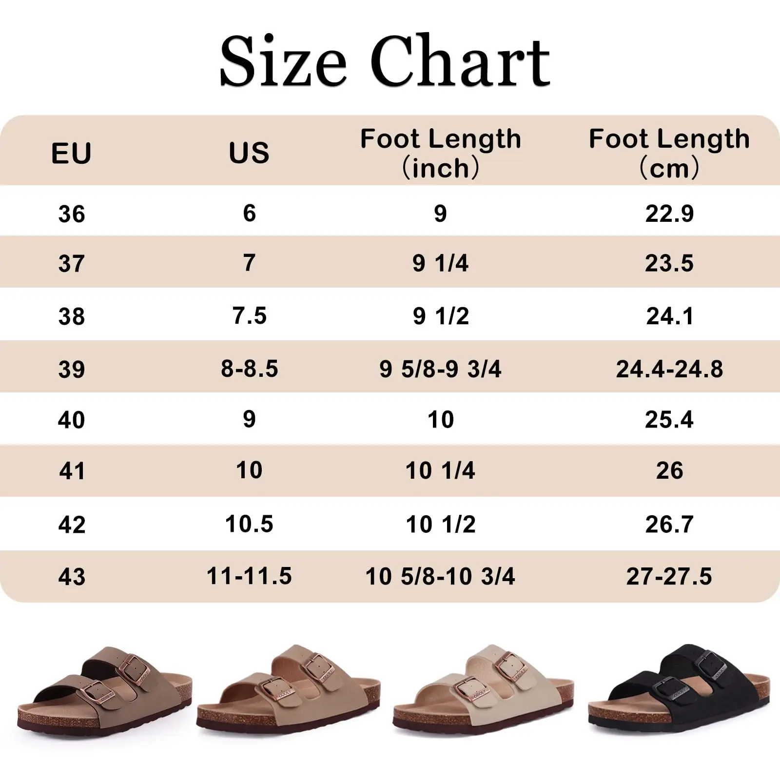Kidmi Women's Cork Footbed Slippers Summer Women Flat Sandals With Cork Beach Slides Adjustable Buckle With Open Toe Sandals