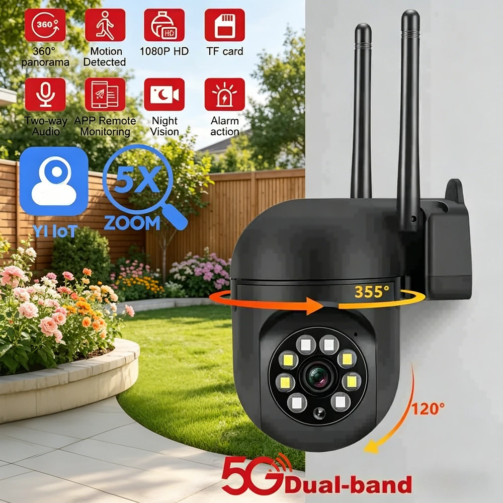 Indoor PTZ Camera 1080P Dual Band 2.4G/5G WiFi Full Color Night Vision Two Way Audio AI Motion Detection Home Security Cam 3