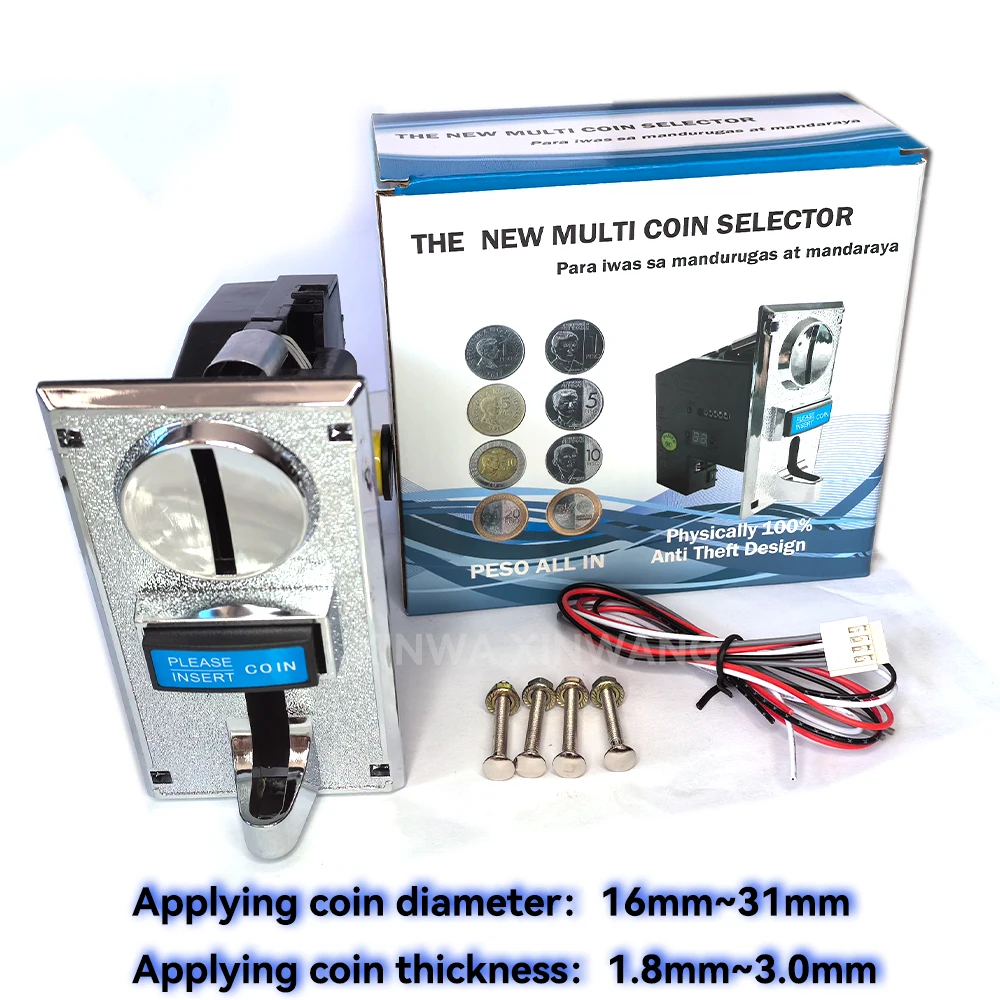 Coin Acceptor, 6-Type Multi Coin Validator 12V Pulse For Claw Machine Boxing Vending Arcade Game Console Accessories