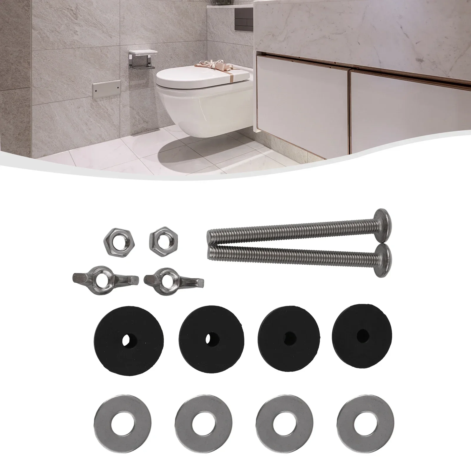 2pcs Toilet Tank M6 Bolt Cistern To Toilet Pan Fixing For Sealing Kit Close Coupling Bolts WC Silver Bathroom Accessories