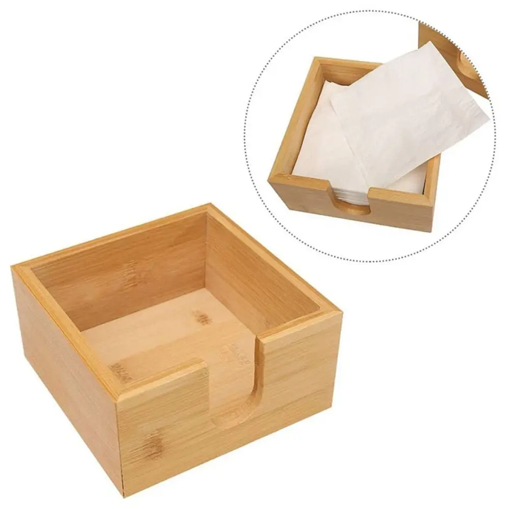 Tissue Box Restaurant Accessory Multi-function Case Bamboo Napkins Living Room Drink Dispenser Dining Table Paper Holder 5