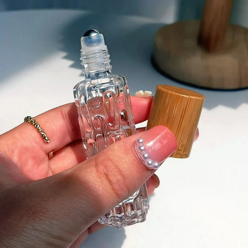 10ml Portable Thick Glass Roller Essential Oil Perfume With Balls Bottles Travel Refillable Rollerball Vial Travel Roll On Vials 6