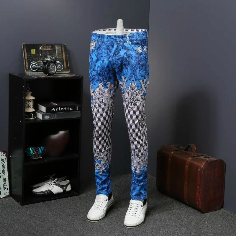 Designer Pattern Jeans Denim Pant Men Slim Fit Full Length Men Trousers Moda Hombre 2022 Erkek Kot Pantolon Royal Printed Jeans cargo jeans Jeans