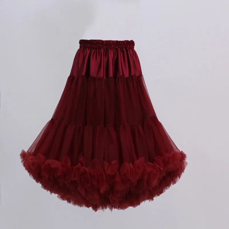 Women's 55 cm Petticoat Adult Puffy Tutu Tulle Skirt Solid color 3 Layers Dance Pettiskirts Fluffy Skirt Cosplay Underskirt