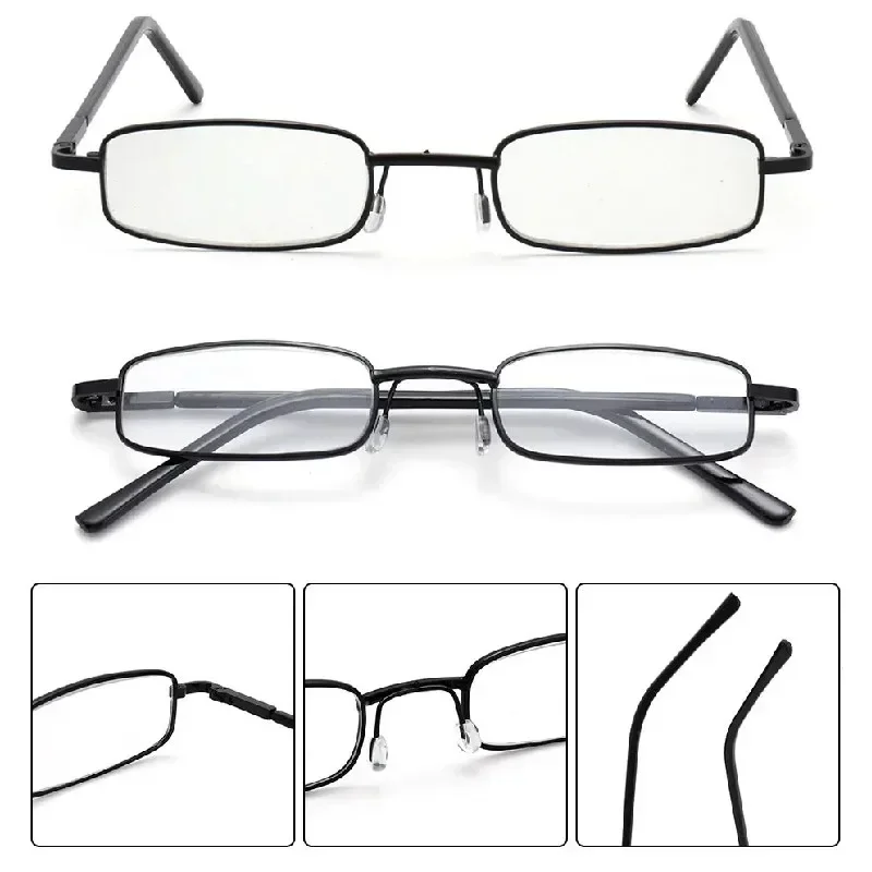 Ultralight Metal Frame Anti-Blue Light Reading Glasses with HD Lenses and Portable Pen Holder