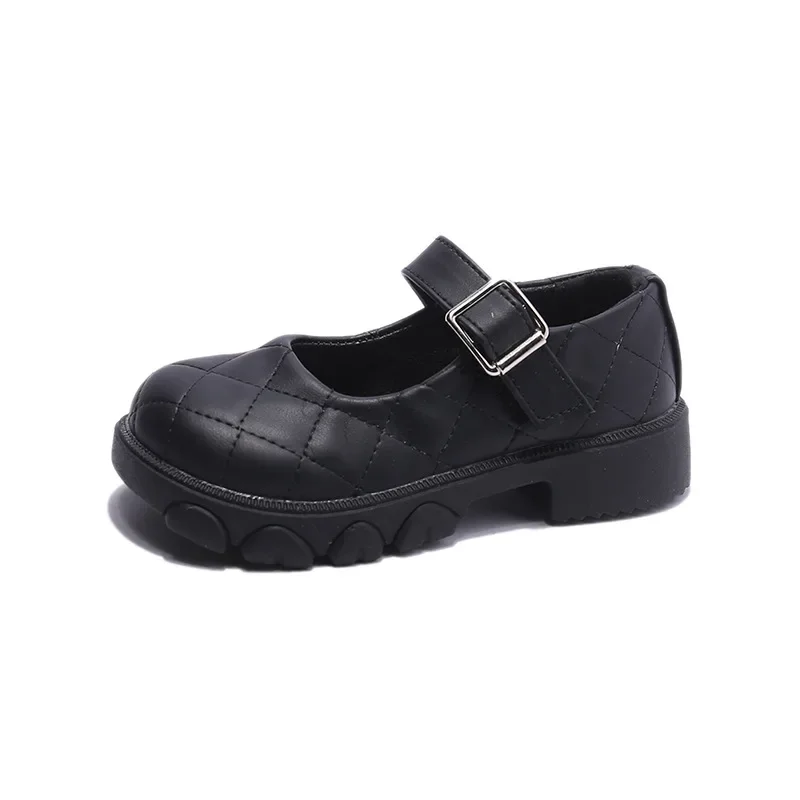 Girls Princess Leather Shoes Solid Color Kids Mary Jane Shoes Fashion School Thick Bottom Children Causal Shoes Black Versatile 6