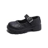 Girls Princess Leather Shoes Solid Color Kids Mary Jane Shoes Fashion School Thick Bottom Children Causal Shoes Black Versatile 6