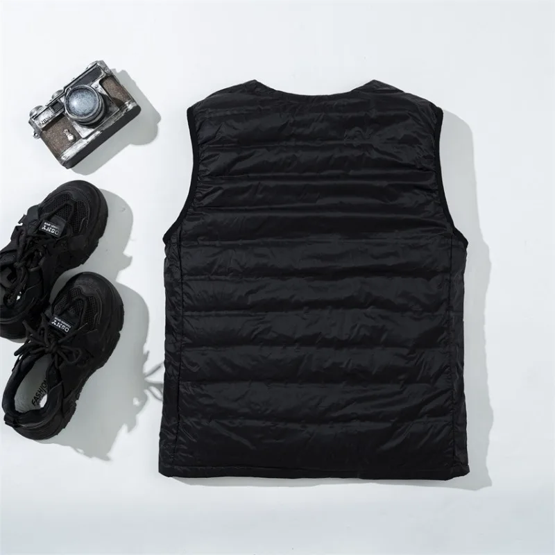 New Winter V-Neck Men's Vest White Duck Down Padding Vests Lightweight Sleeveless Jackets Warm Plus Size Gilet Coat Down Padd