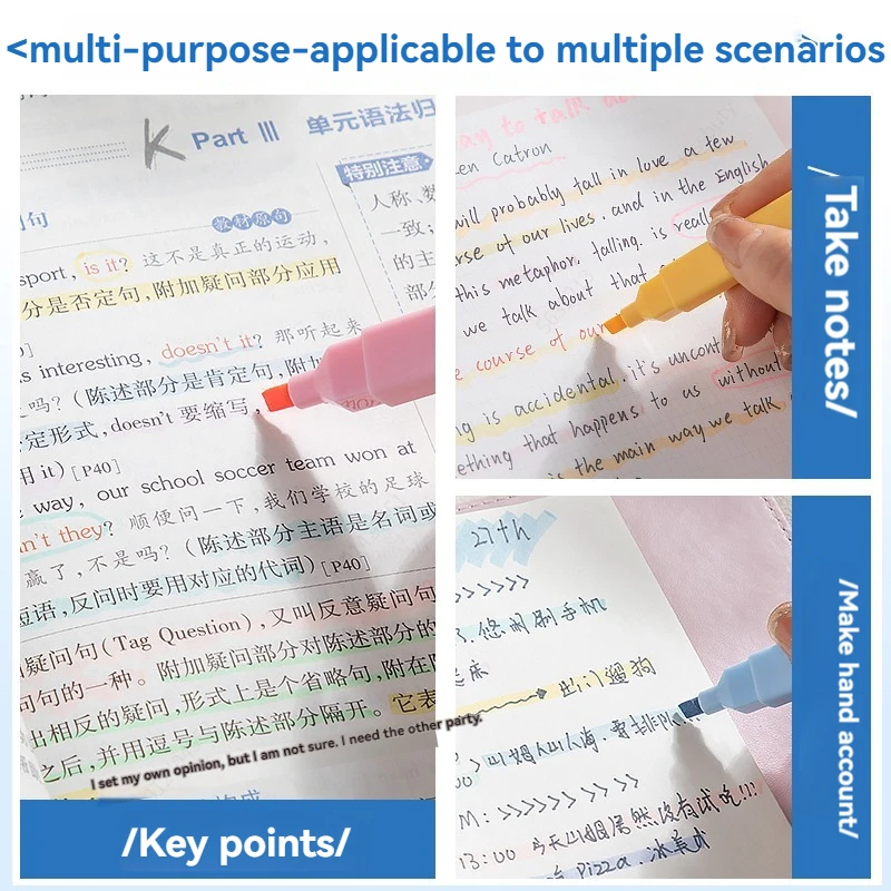 Highlighter Pen Marker Pen Highlighter Marker Art Marker 6/12 Colors Highlighters Cute Pastel Pens Bible Pens Soft Tip Aesthetics Markers Kawaii Stationary for Students School Supplies