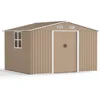 10FT x 8FT Outdoor Storage Shed,Waterproof Metal Tool Shed with Lockable Sliding Door and Air Vents,Metal Storage Shed for Gard 1