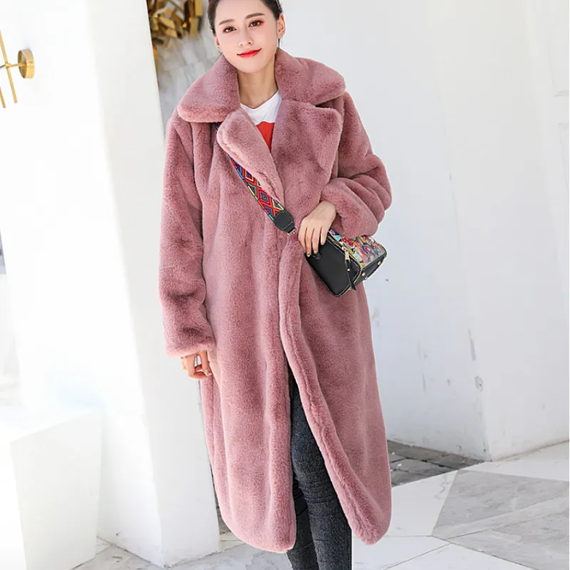 

Women Winter Long Faux Fur Warm Coat Long Sleeve Female Thick Coat Casual Loose Outwears