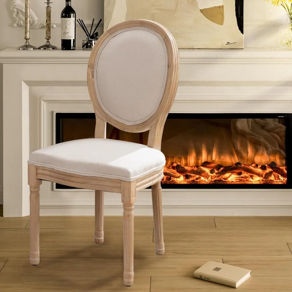 french dining chairs set of 2, vantage dining chair with round back, wood leg farmhouse country dining chair for kitchen,bedroo