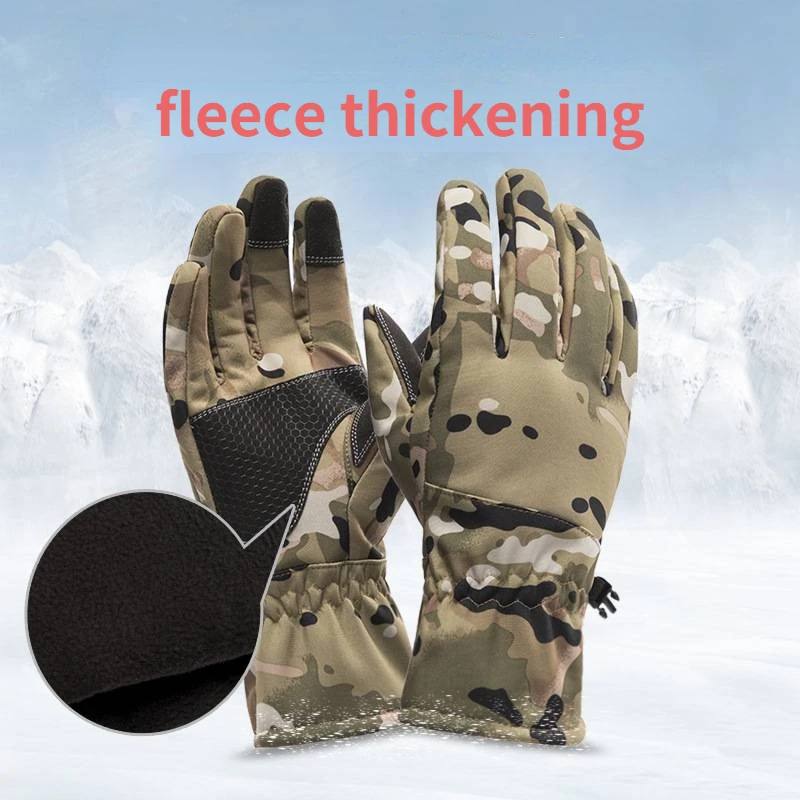 Winter camouflage hunting gloves warm non-slip fishing gloves waterproof touch screen ski camping gloves