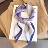 New Purple Luxury Floral Print Silk Square Scarf Women Soft Satin Hairband Hands Bag Ribbons Foulard Neckerchief Headband Hijab 1