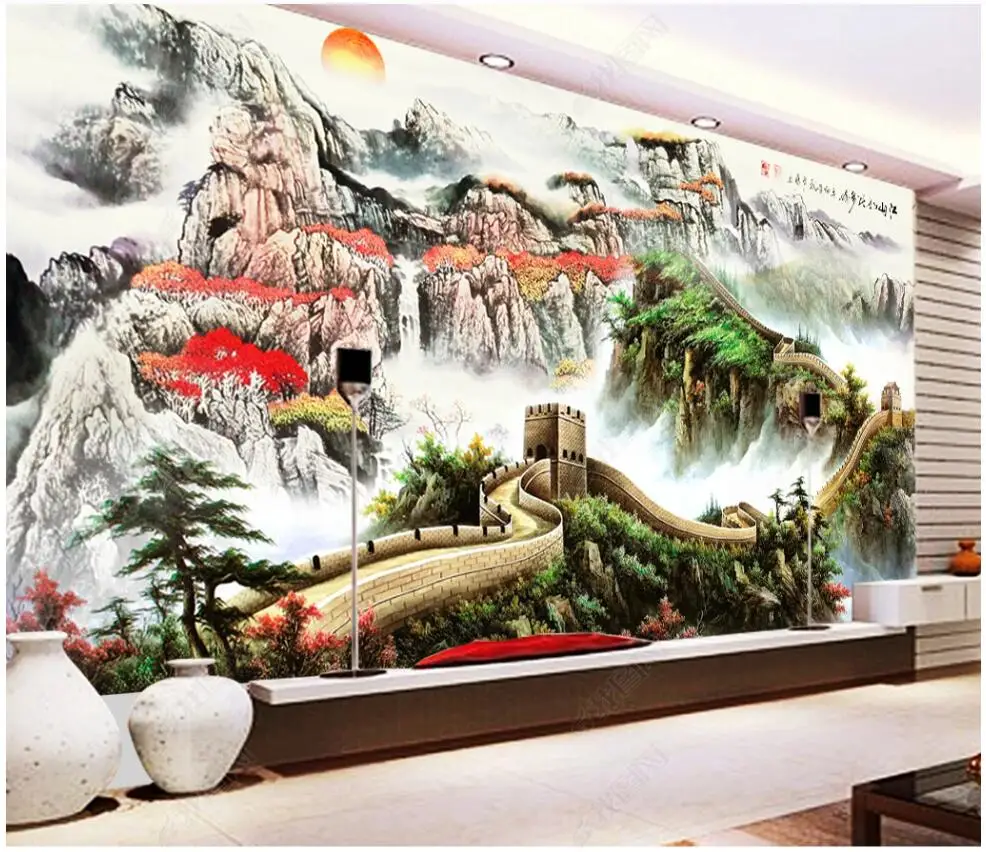 

3d photo wallpapers custom mural Chinese Great Wall Mountain Scenery background living room home decor wallpaper for walls 3d