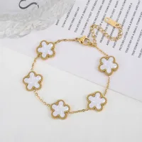 Adjustable New Design Gold Plated Stainless Steel 316L Plant Flower Bracelet With Five Leaf Petals Women's Luxury Gifts Clover 2