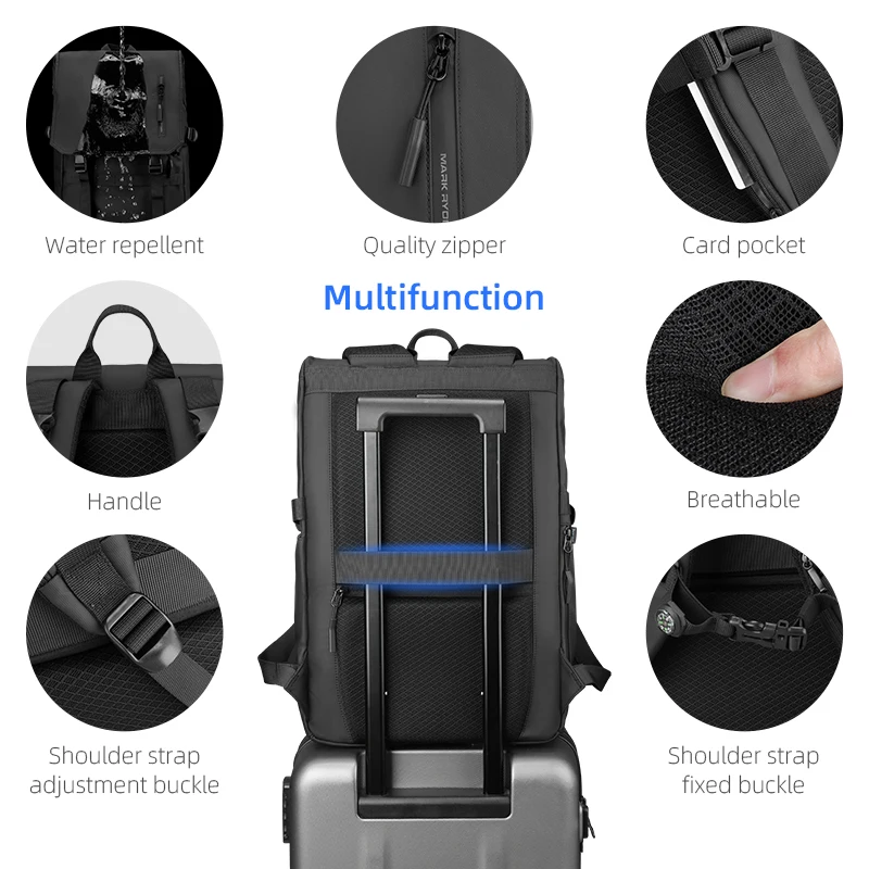 MarkRyden Waterproof Business Backpack Men USB School Backpacks 15.6 Inch Laptop Backpack Large Capacity Bagpacks for Men