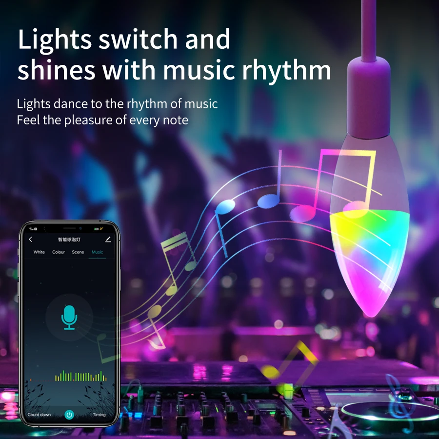 Cozylife WiFi Smart LED Light Bulb E14 9W Candle RGB Dimmable APP Voice Control Alexa Google Home smart led light bulbs