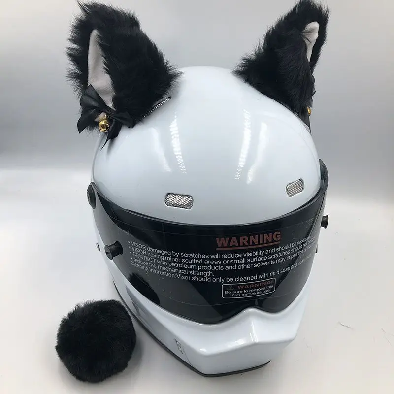 thumbnail image 1 of Los cascos de motocicleta con orejas de gato más populares, cascabeles de cola, peluche para motociclista, casco de motocross, casco de esquí, decoración, linda pegatina, accesorios para casco de cosp, 1 of 5