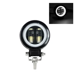 LED Fog Lamp with Square or Round Headlight for Vehicles and Electric Scooters, Arctic 12-24V, Enhanced Visibility Lenses (1x round white)