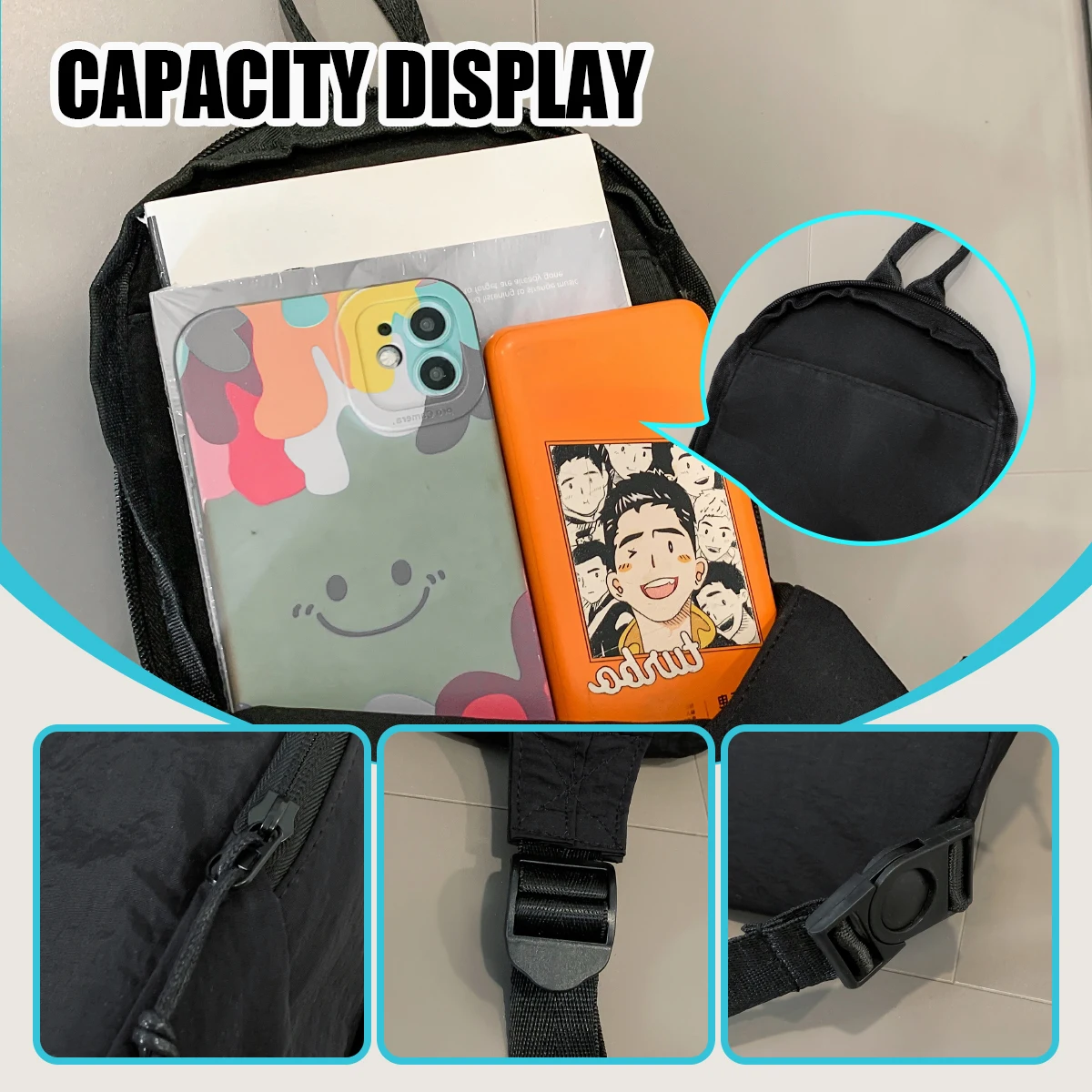 Chest Bag Women's Large-Capacity Sports Pure Color Small Backpack Lightweight Student Crossbody Bag Multi-Functional Casual Shoulder Bag Cycling Waist Bag Outdoor Mountaineering Bag Climbing and Fishing