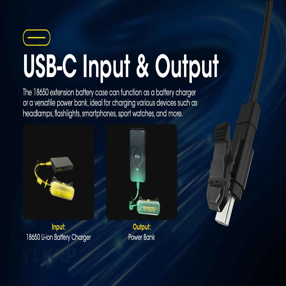 The NITECORE 18650 extended battery pack can be paired with products using 18650 protruding lithium batteries to expand usag 18650 battery holder