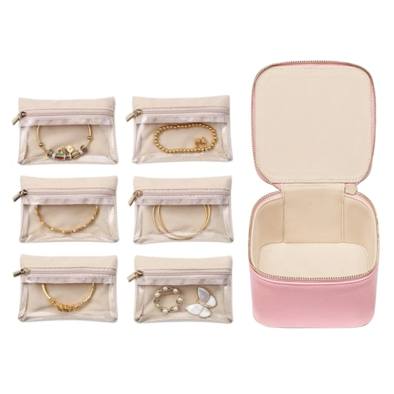 Chic Jewelry Case with 6 Compartments Small Jewelry Display Box Stylish Jewellery Organizer Elegant Gift for Women