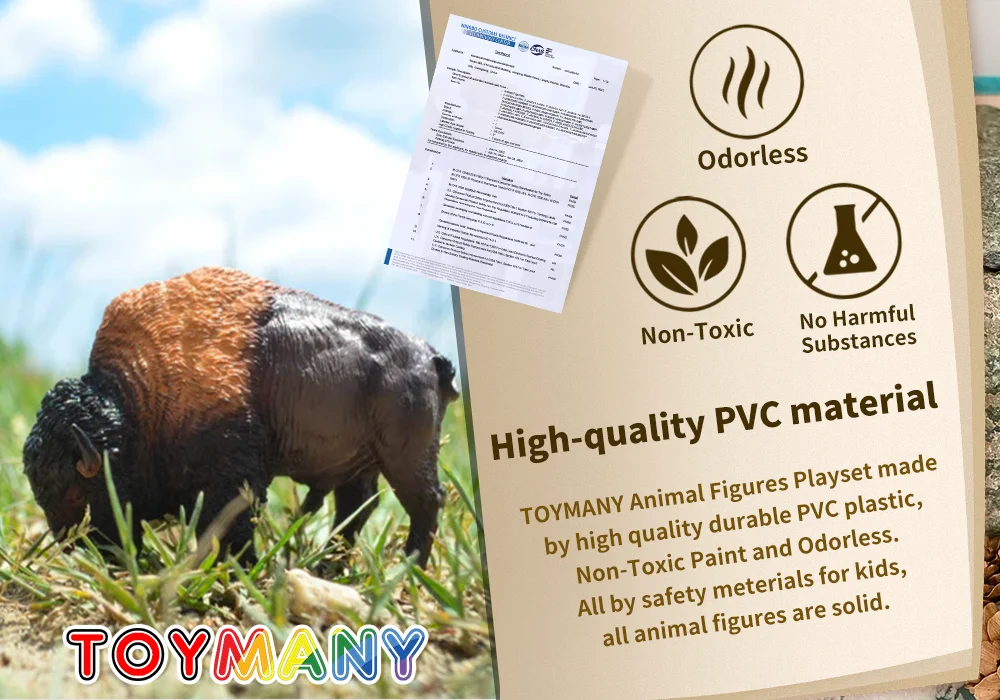 Toymany Simulation American Bison Wildlife Tiermodell Spielzeug Minifiguren Puppen Actionfiguren Spielzeug für Kinder Geschenk Kuchen Deko – Detail 9