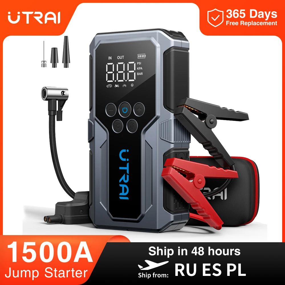UTRAI 1500A Car Jump Starter Power Bank Portable 150PSI Air Pump Car Battery Emergency Boosters Starting Device Car Starter 2024 - AliExpress 34