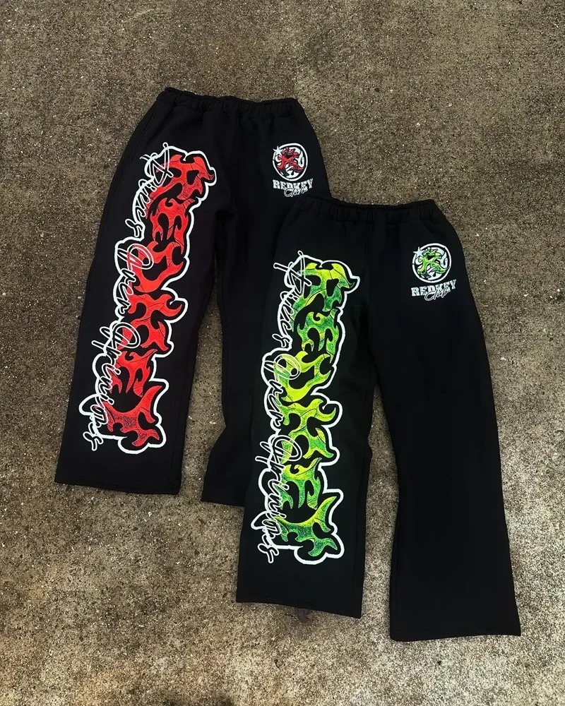 Casual pants Sports pants Casual sports pants Hip-hop Rock Harajuku Retro High-waisted Wide-leg Pants Men Y2k American High Street Fashion Brand Oversized Trousers Women