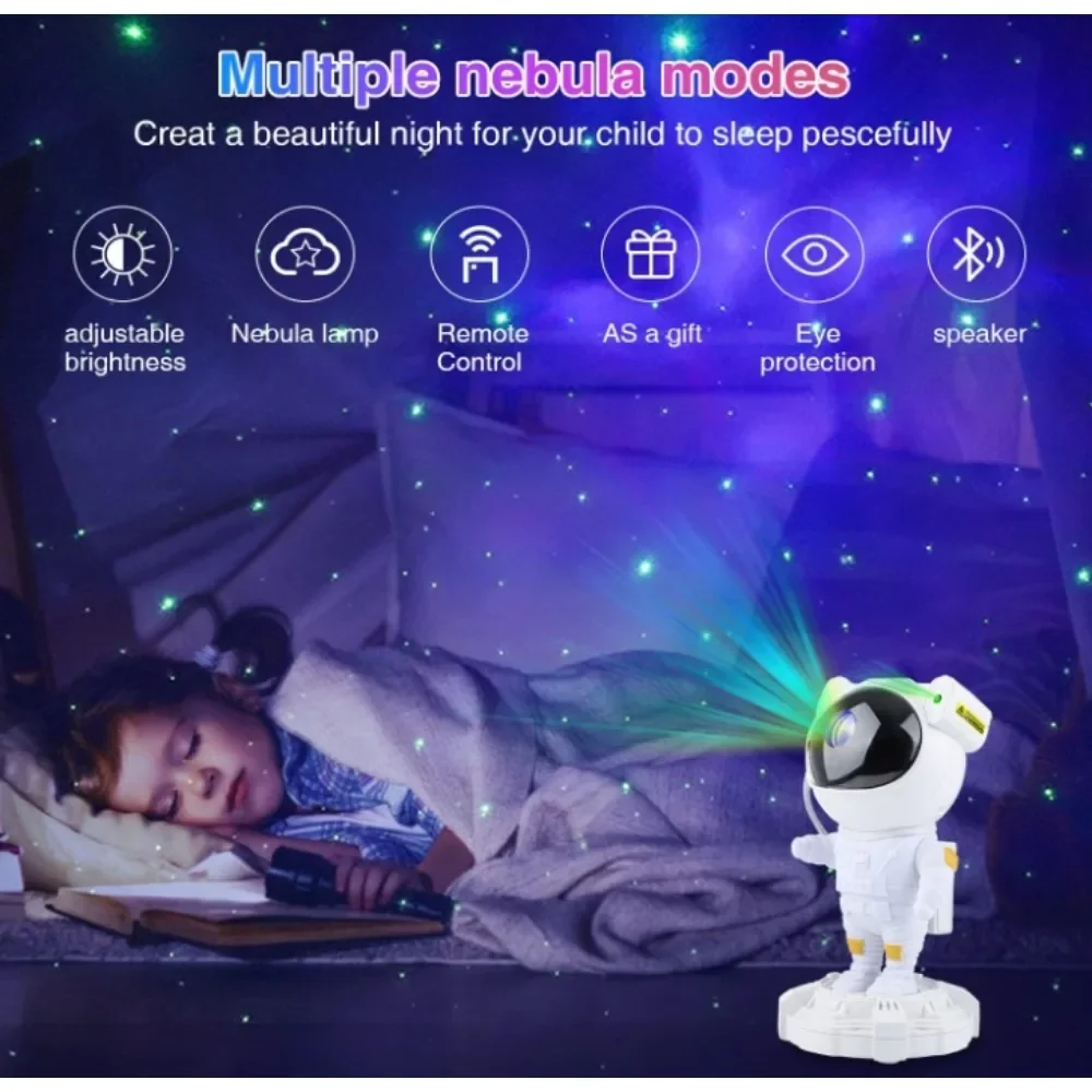 Star Projector Galaxy Night Light - Astronaut Space Projector, Starry Nebula Ceiling LED Lamp with Timer and Remote, Room Decor. 4