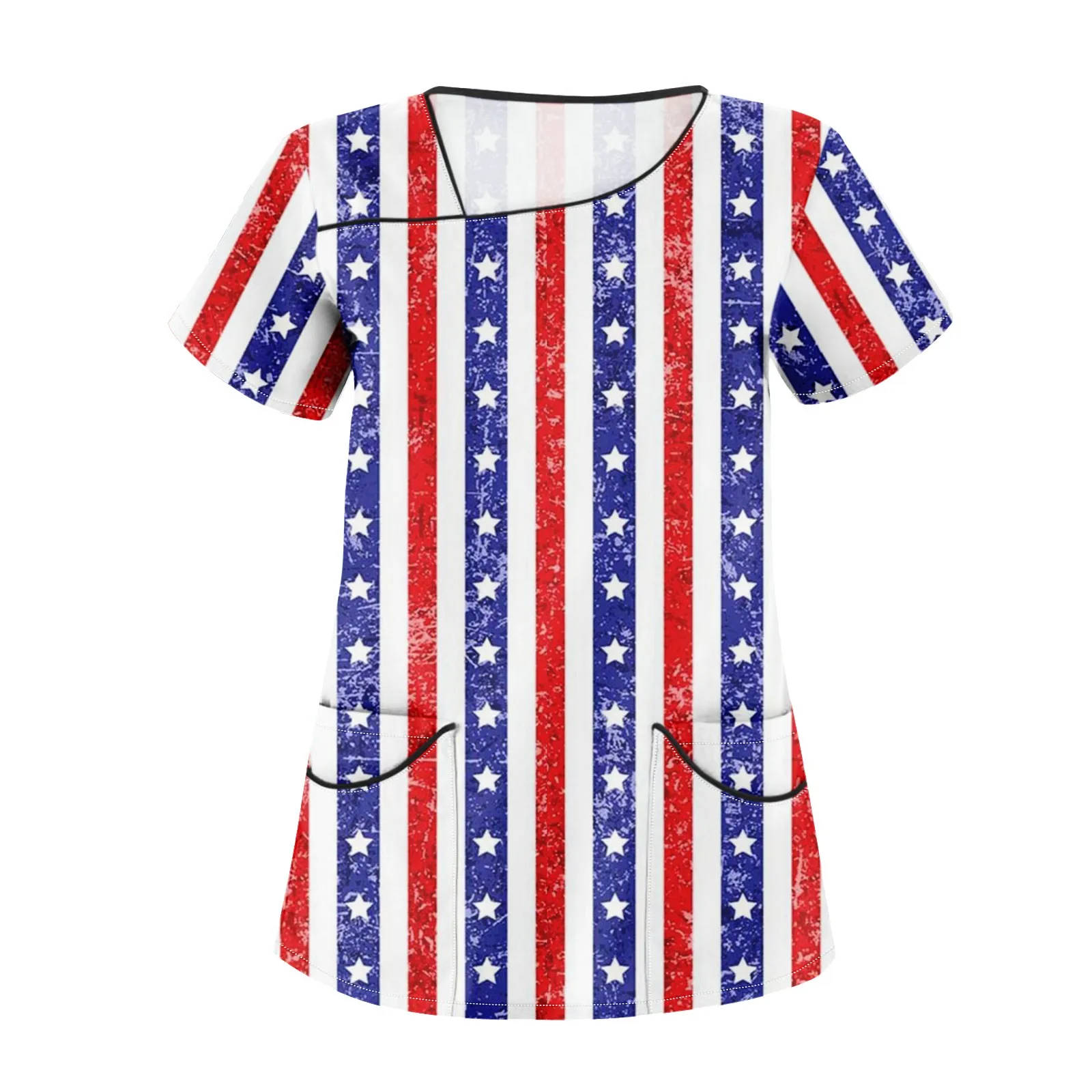 

Женский топ с косым воротником и двойным карманом, с принтом на День Независимости, защитная Рабочая одежда, молодежная Женская одежда, женская одежда 2024