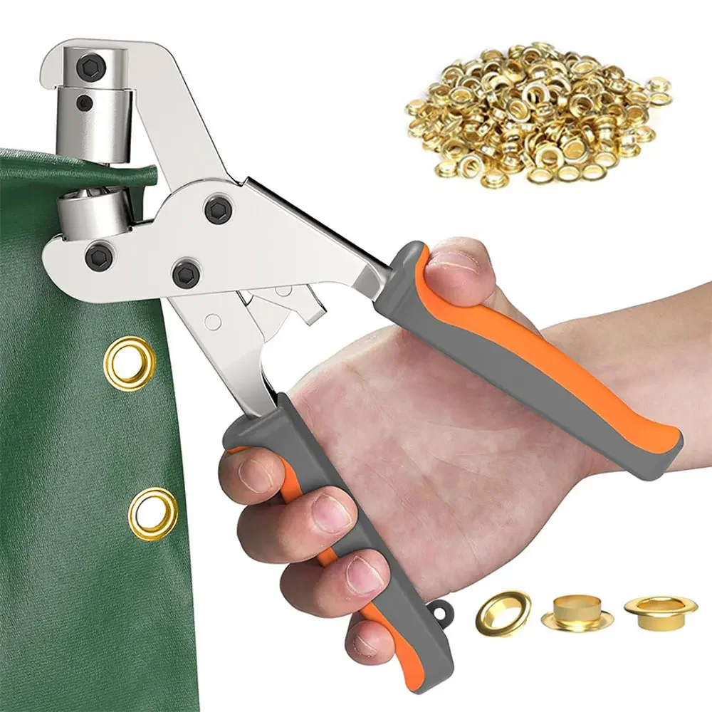 Grommet Tool Kit Handheld Hole Punch Pliers 6/10mm Silver Grommets