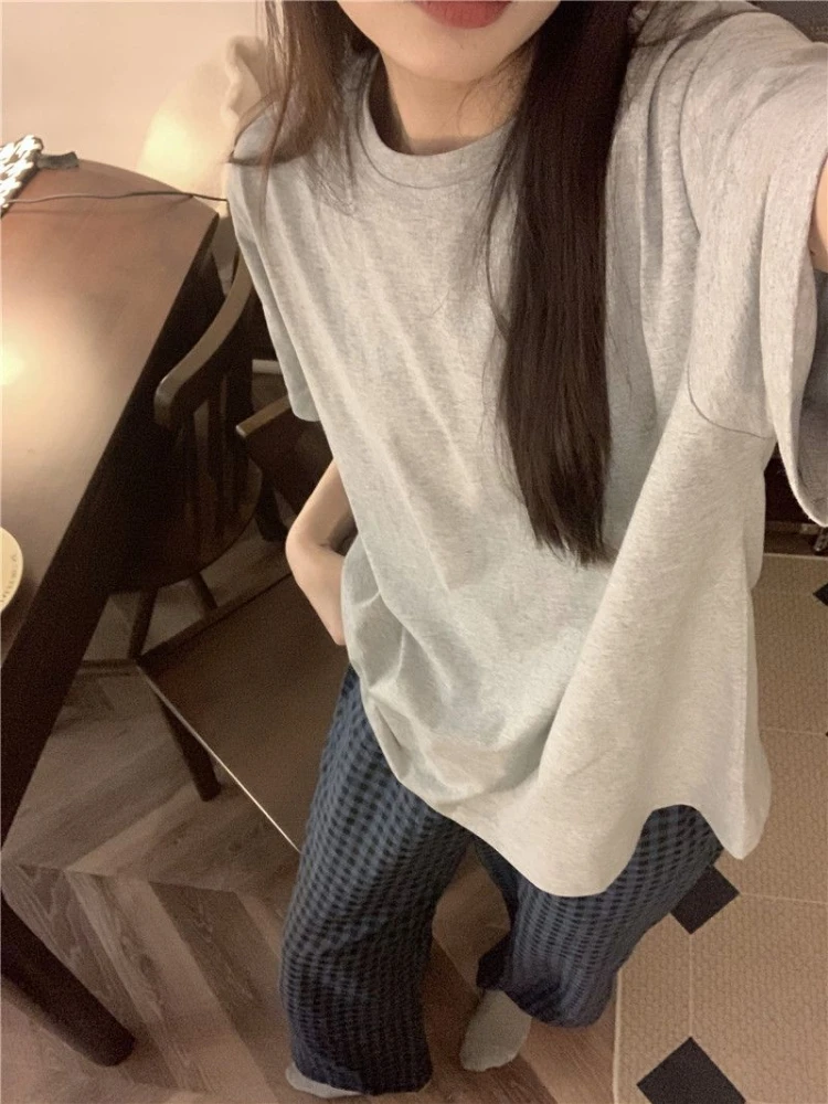 Pajama Sets Women Solid Basics Spring All-match Home Cozy Vintage Graceful Attractive Daily Korean Style Ladies Modern Casual