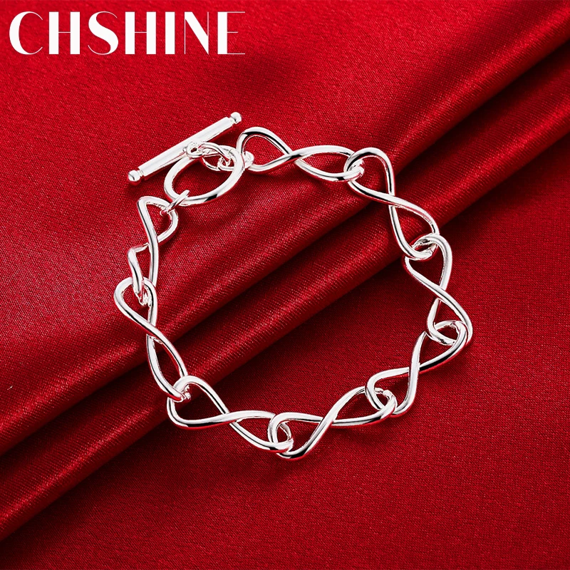 고급 925 스털링 실버 트위스트 서클 스타일 모양 체인 팔찌, 여성을 위한 럭셔리 패션 파티 웨딩 주얼리 연인 선물  Best5