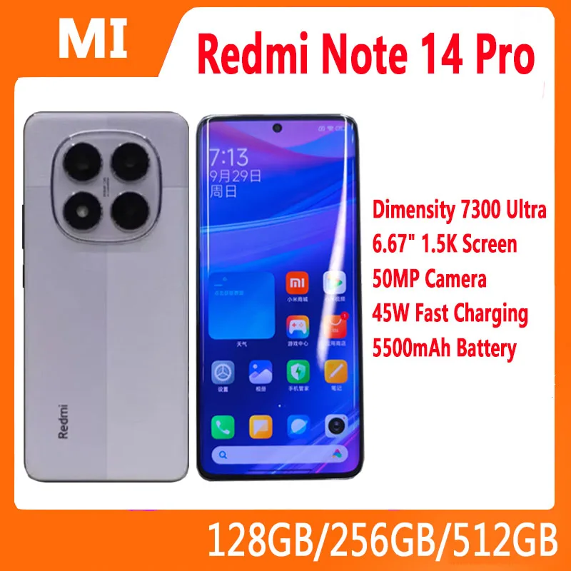 Xiaomi Redmi Note 14 Pro 5G Smartphone, 8+256GB, 200*-* Camera, IP68, 45W Fast Charging With 5110mAh Battery, AI Features