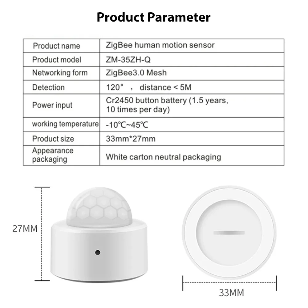 Tuya Zigbee Mini Motion Sensor Human Body PIR Motion Sensor Wireless Infrared Detector Smart Home Security Works With Hub Alexa images - 6