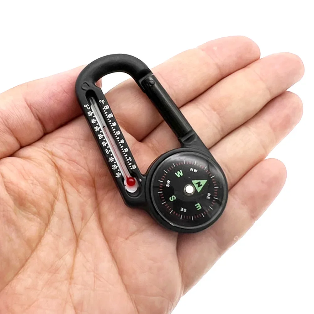 Mini Compass Mini Carabiner Outdoor Mountaineering Buckle Compass Pointer Keychain Thermometer Compass Key Hook Camping Tools Carabiners,mini compass,mini carabiner