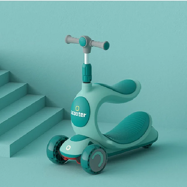 Kids 3 in 1 Scooter Skateboard Kids Adjustable Height Flasher Three Wheel Pedal Scooter Riding Baby Outdoor Sports Memorial 2