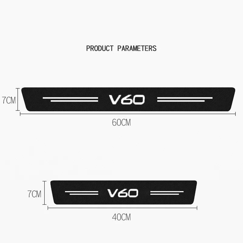 For Volvo V60 V 60 Leather Carbon Fiber Decor Decal Threshold Tuning Car Door Sill Protector Stickers Accessories CarAccessories