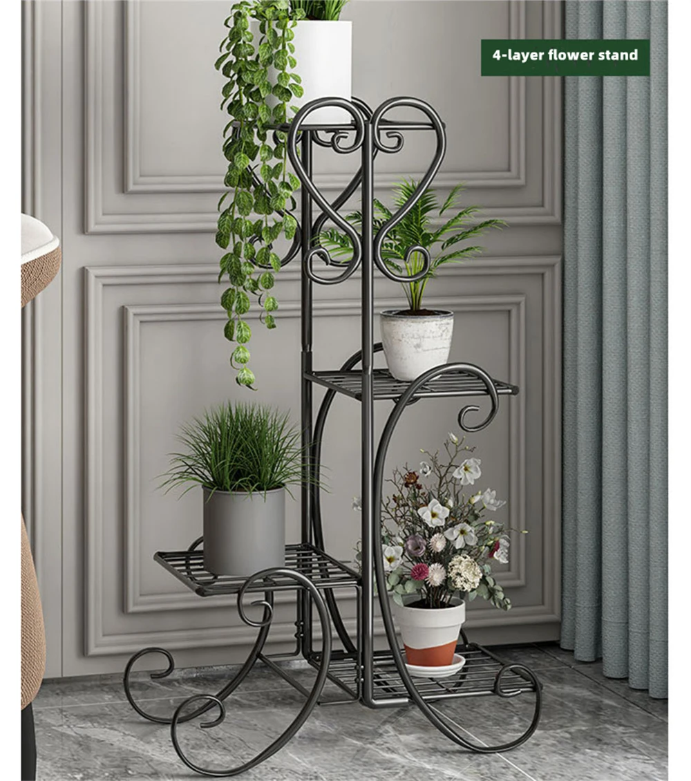 Plant Stand Flower Pot Shelves Metal Wrought Iron Display Flowers Shelf for Living Room Balcony Garden Terrace Storage Organizer