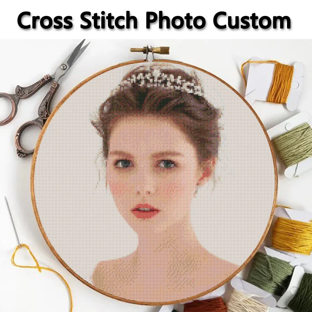 Huacan Photo Cross Stitch 11/14CT Needlework Set Cotton Thread Embroidery Kits DIY Printed Canvas Painting
