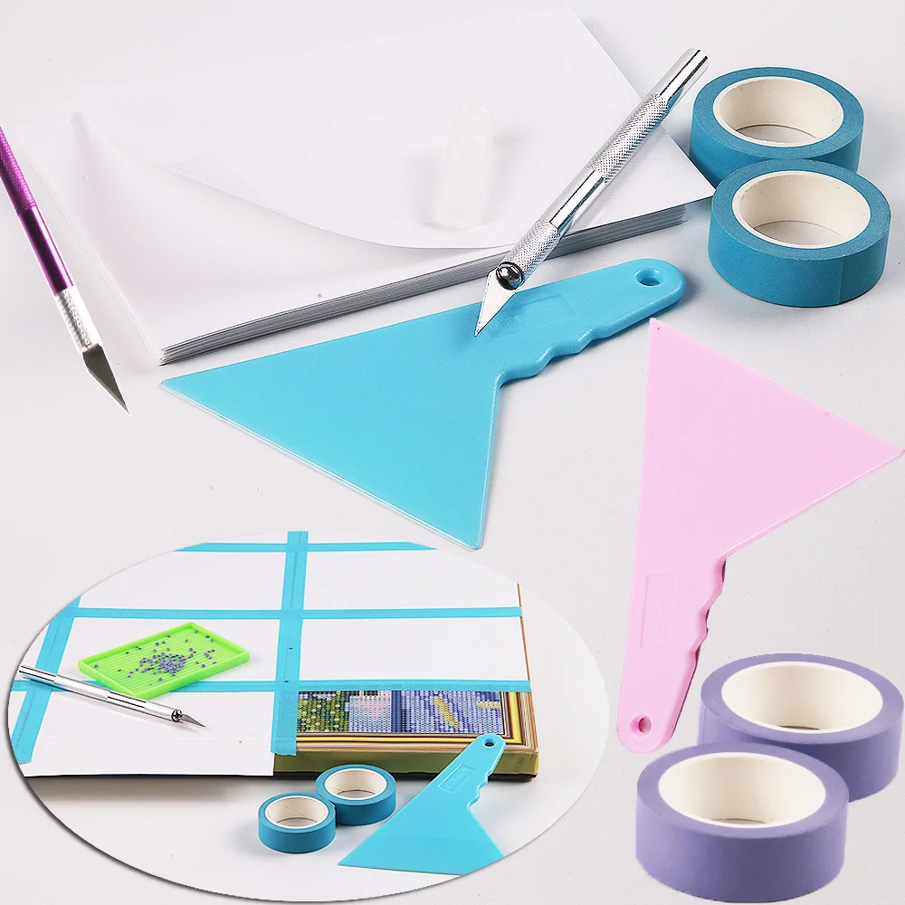New 50pcs 5D DIY Diamond Painting Tool Release Paper Double-Sided Non-Stick Cover Replacement With Paper Cutter And Tape